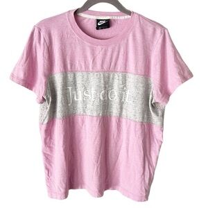 Nike Top Women's XL‎ NSW Gym Vintage Pink Rise Just Do It Graphic T-Shirt Y2K